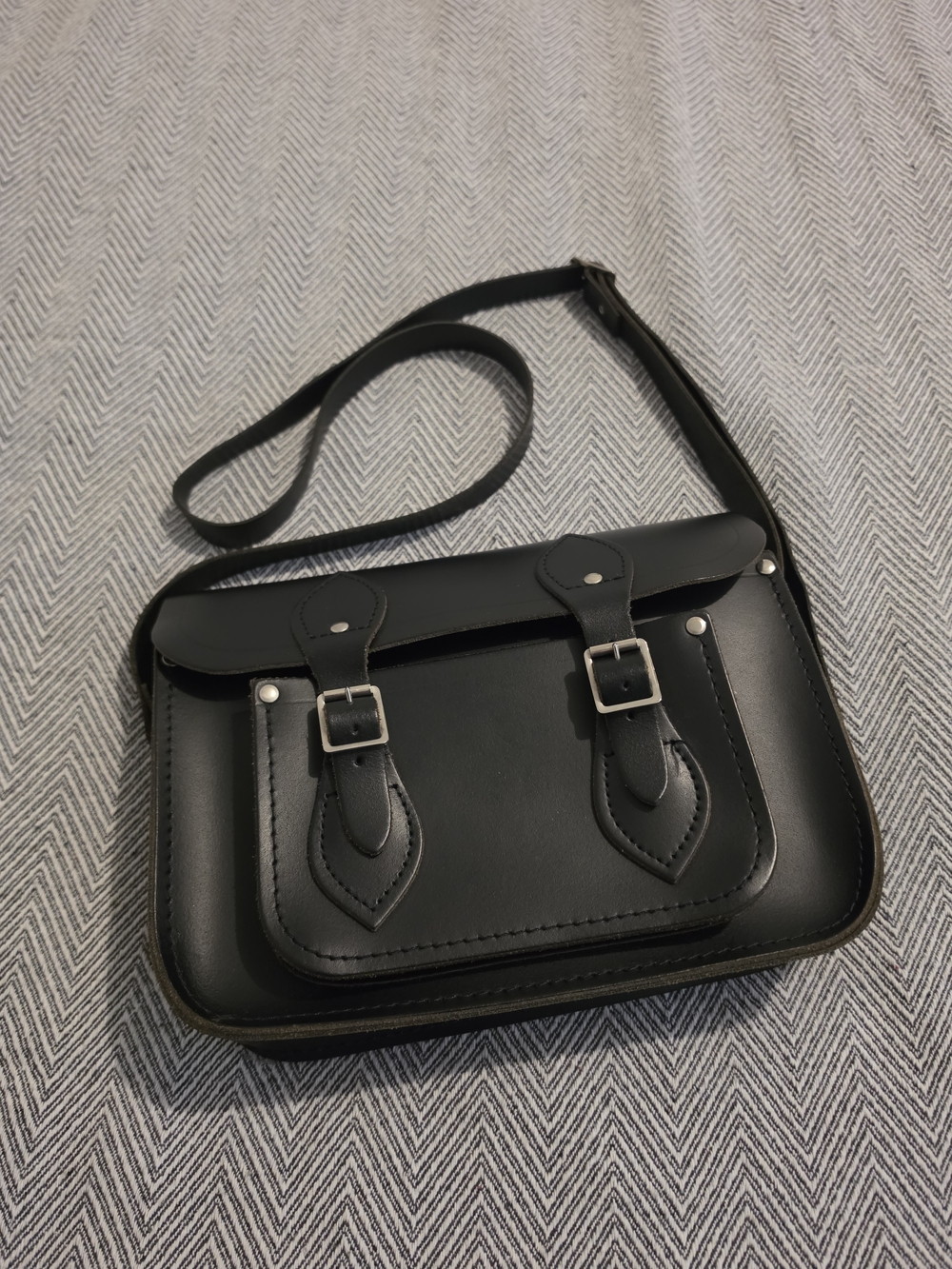 The Cambridge Satchel Company 11'' Black Leather Satchel Crossbody